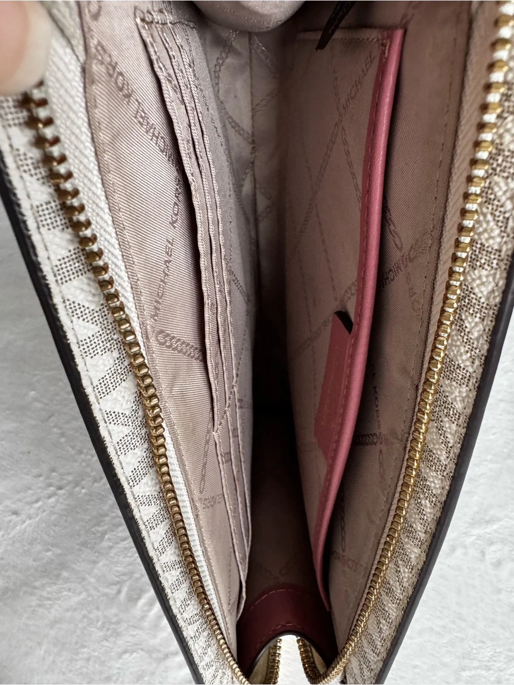 Michael Kors Pink Stripe MK Logo Wristlet